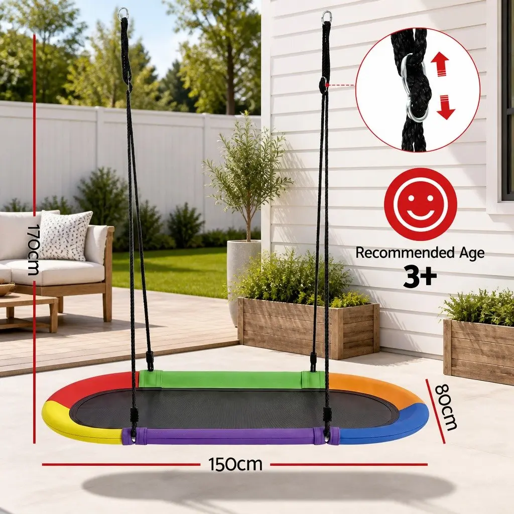 Outdoor Hammock Swing 150cm Oval Platform Steel Frame Multicolour