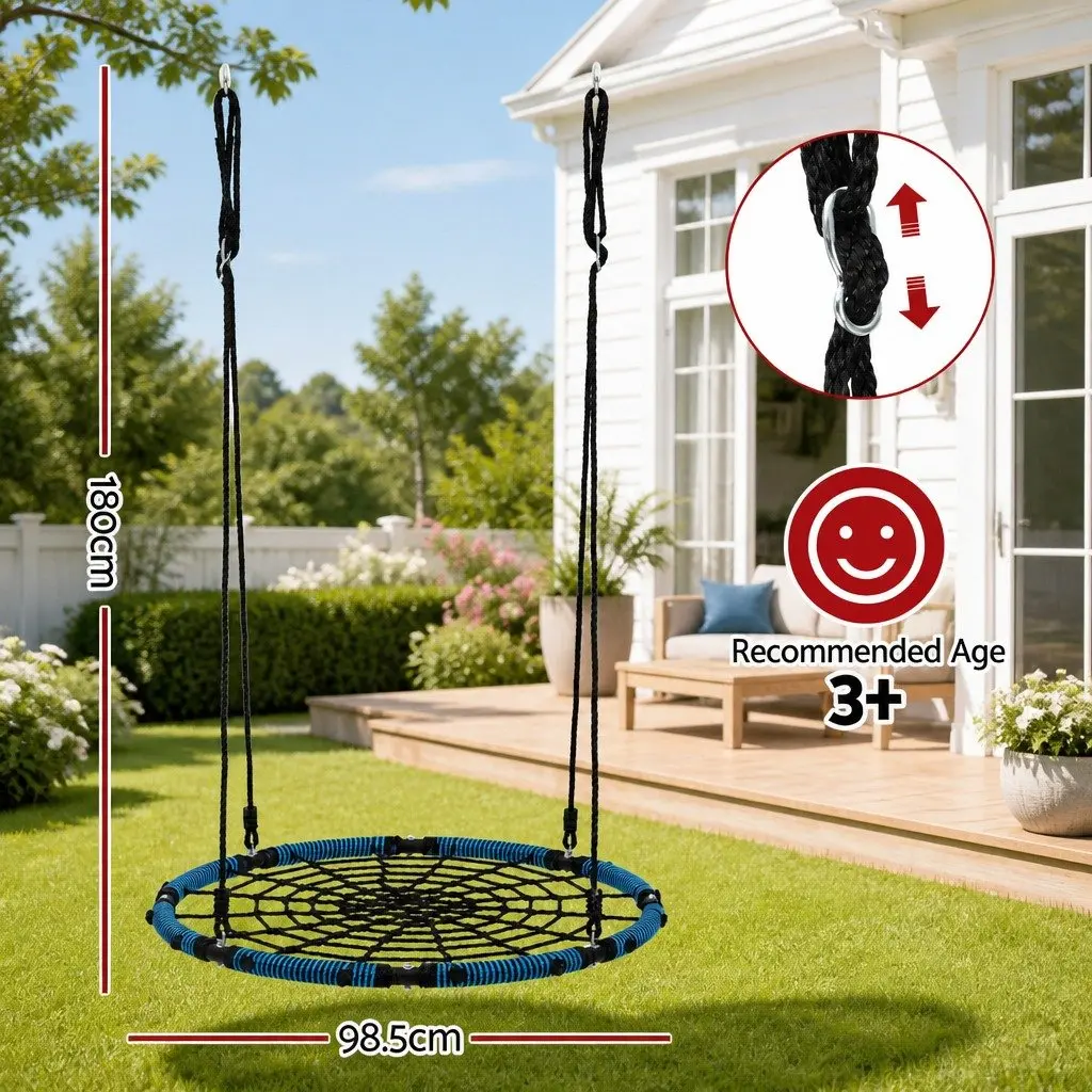Hammock Tree Swing Nest 98.5cm Steel Frame Blue Oval Platform