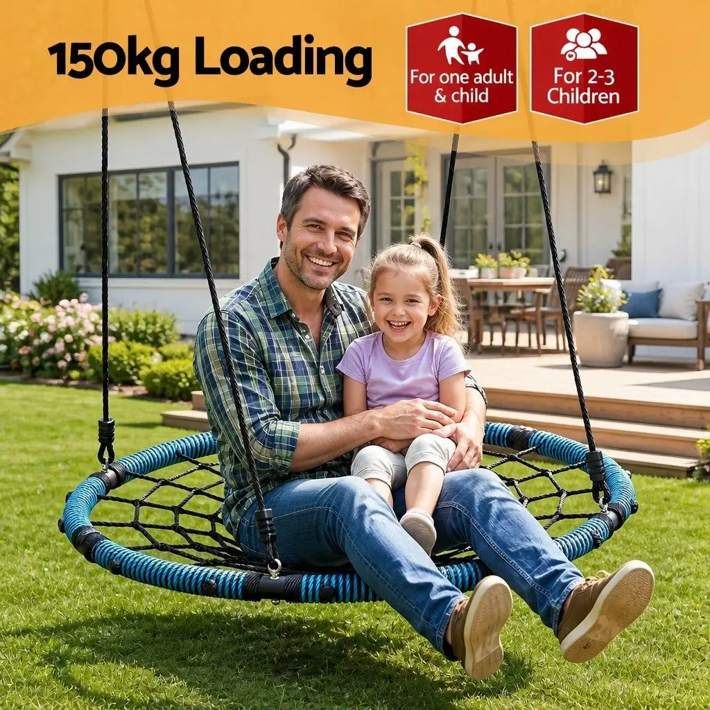 Hammock Tree Swing Nest 98.5cm Steel Frame Blue Oval Platform