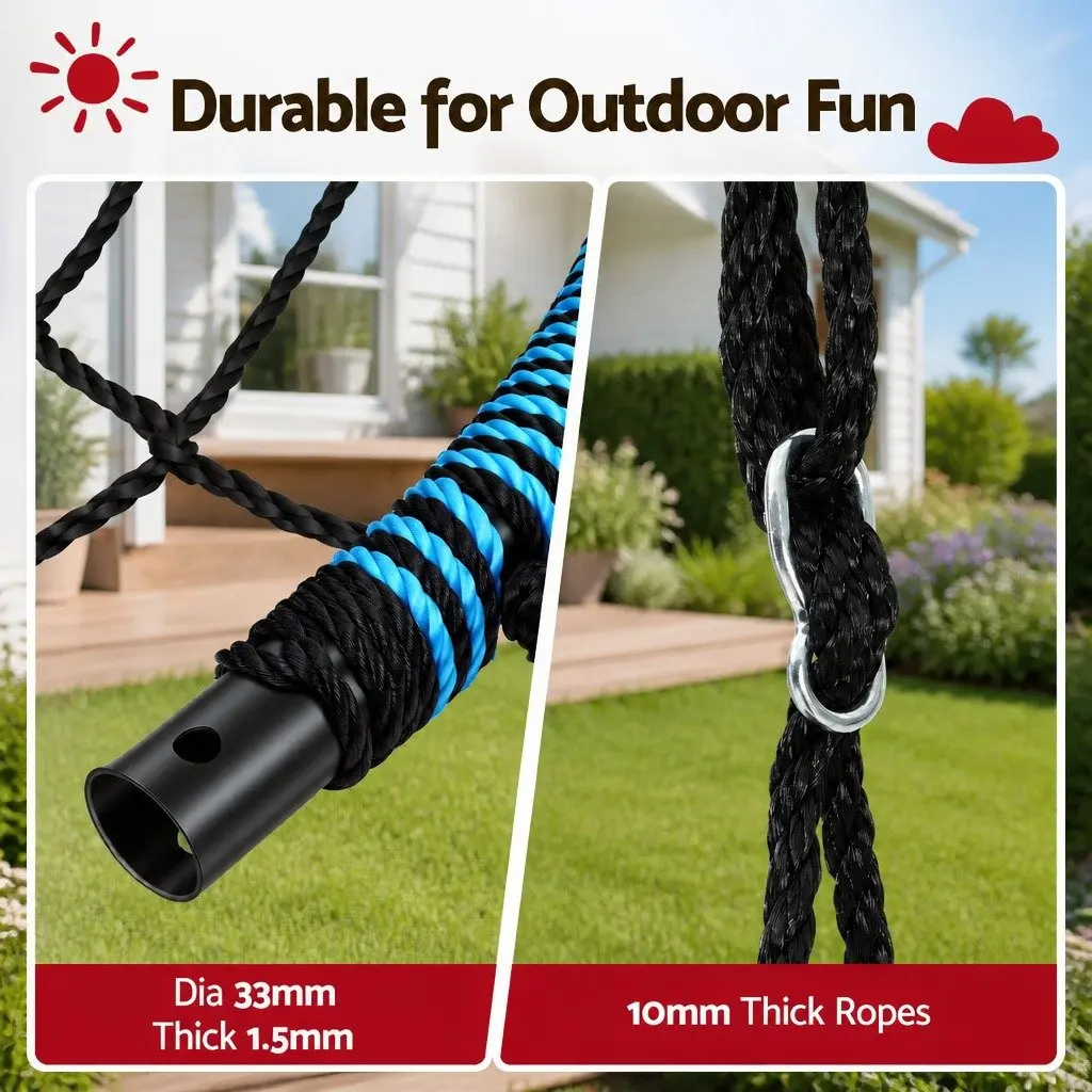 Hammock Tree Swing Nest 98.5cm Steel Frame Blue Oval Platform