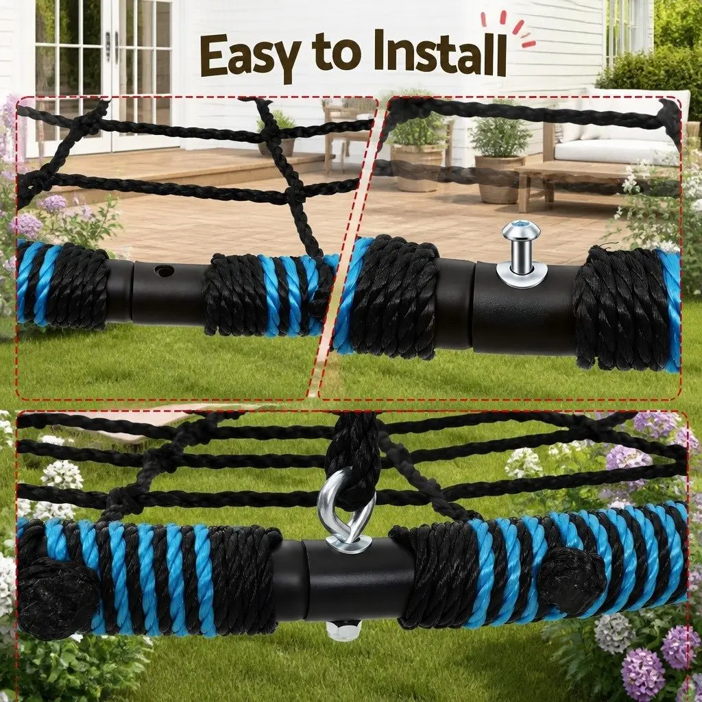 Hammock Tree Swing Nest 98.5cm Steel Frame Blue Oval Platform