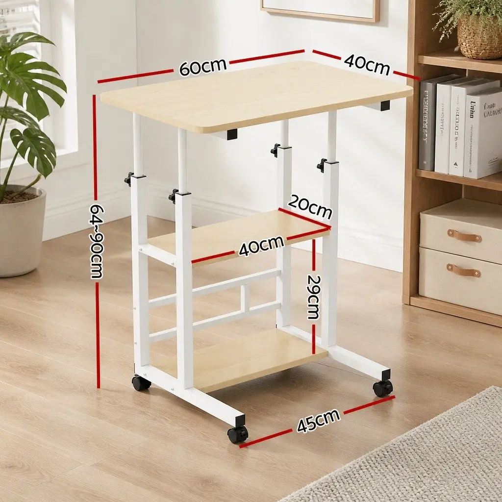 Mobile Laptop Desk Steel Height Adjustable 60CM White