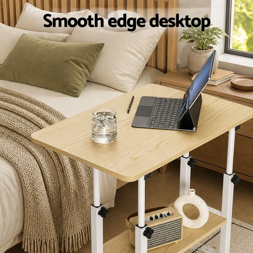 Mobile Laptop Desk Steel Height Adjustable 60CM White