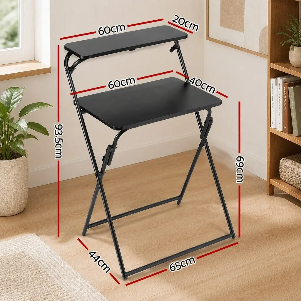 Foldable Laptop Desk Adjustable Metal Frame Space Saving Black