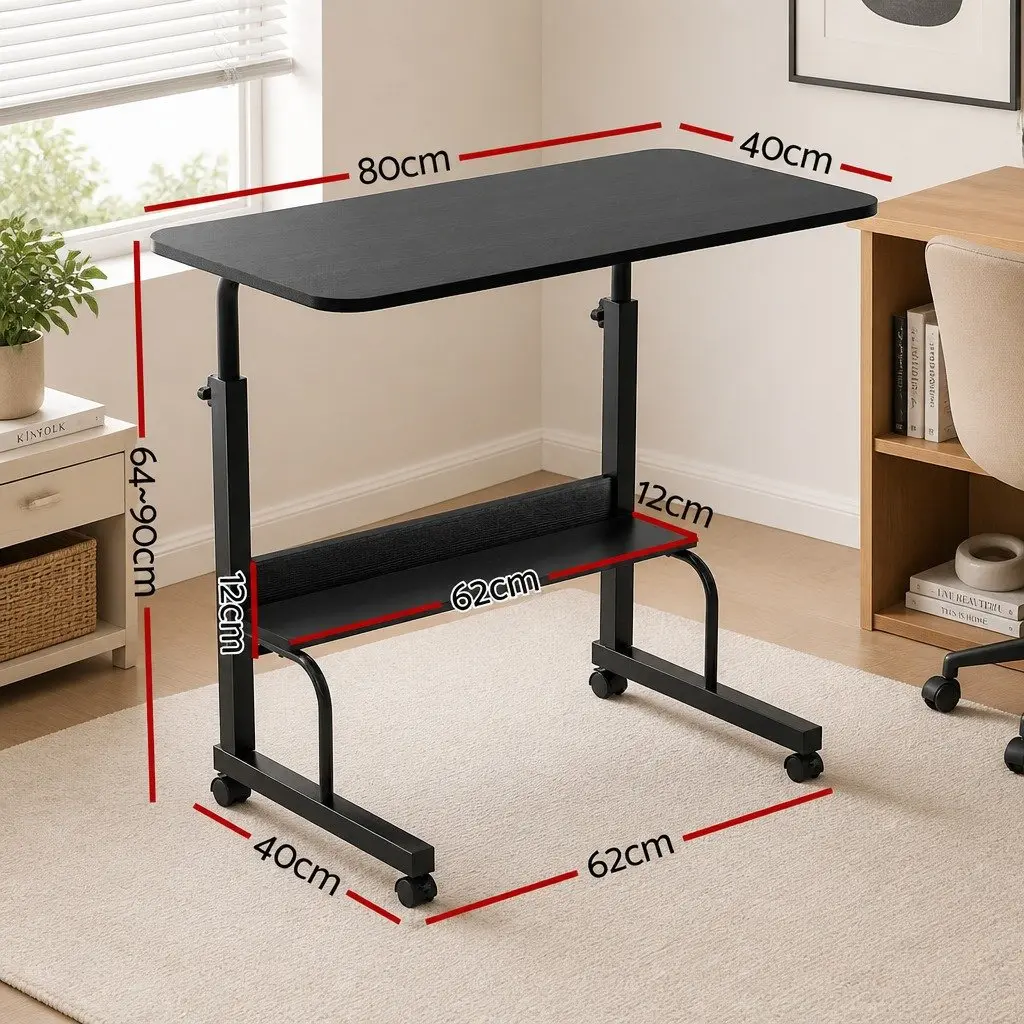 Portable Laptop Desk Steel Frame Height Adjustable 80CM Black