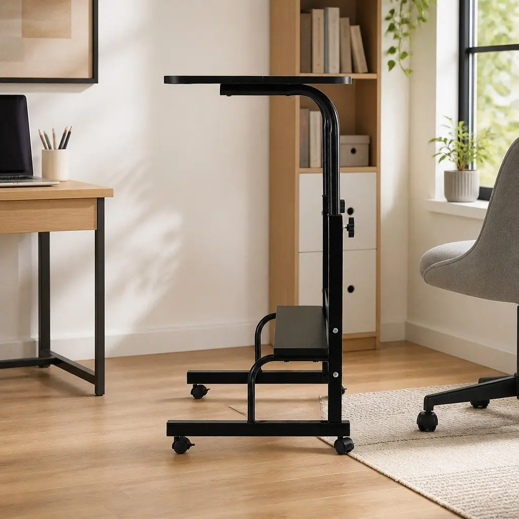 Portable Laptop Desk Steel Frame Height Adjustable 80CM Black