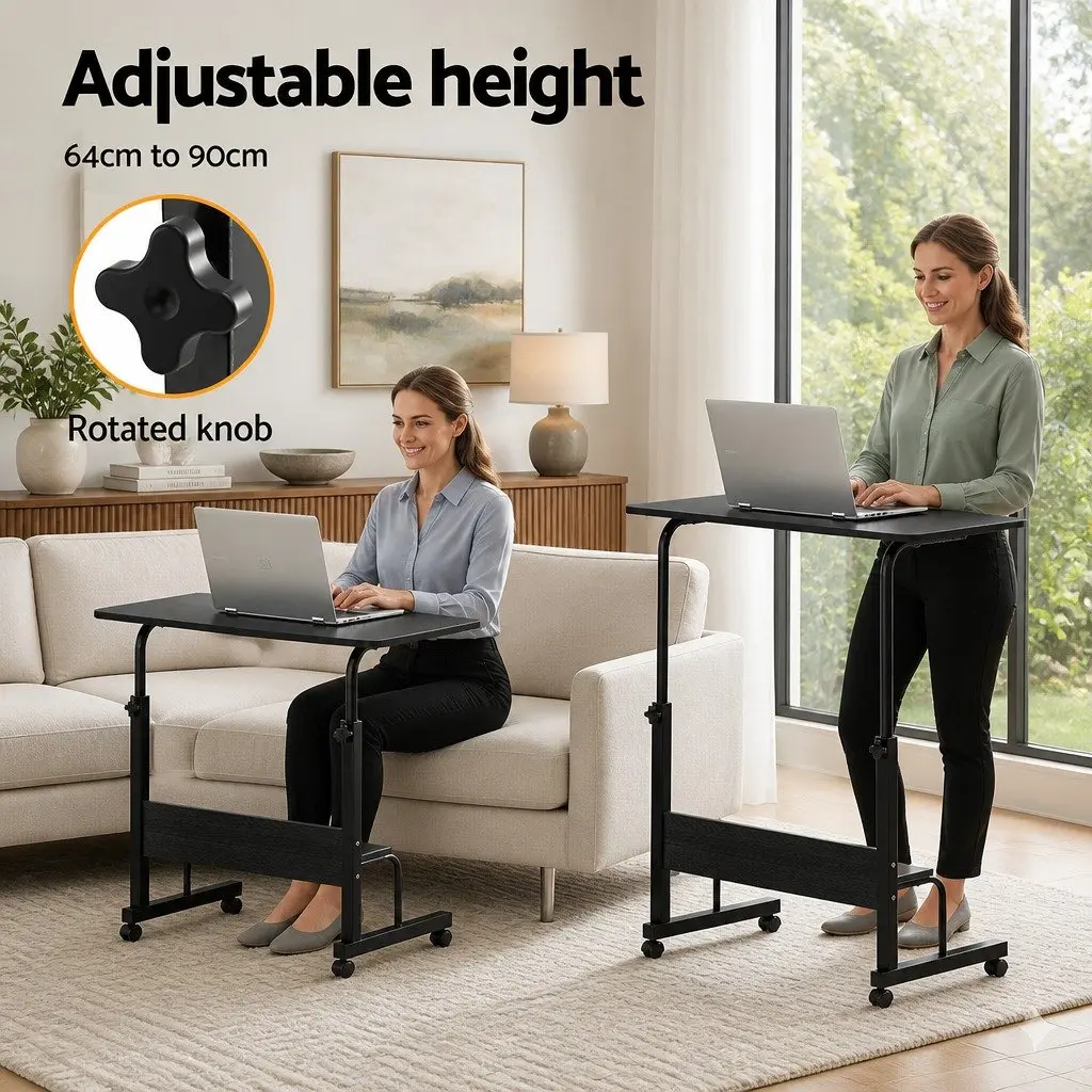 Portable Laptop Desk Steel Frame Height Adjustable 80CM Black