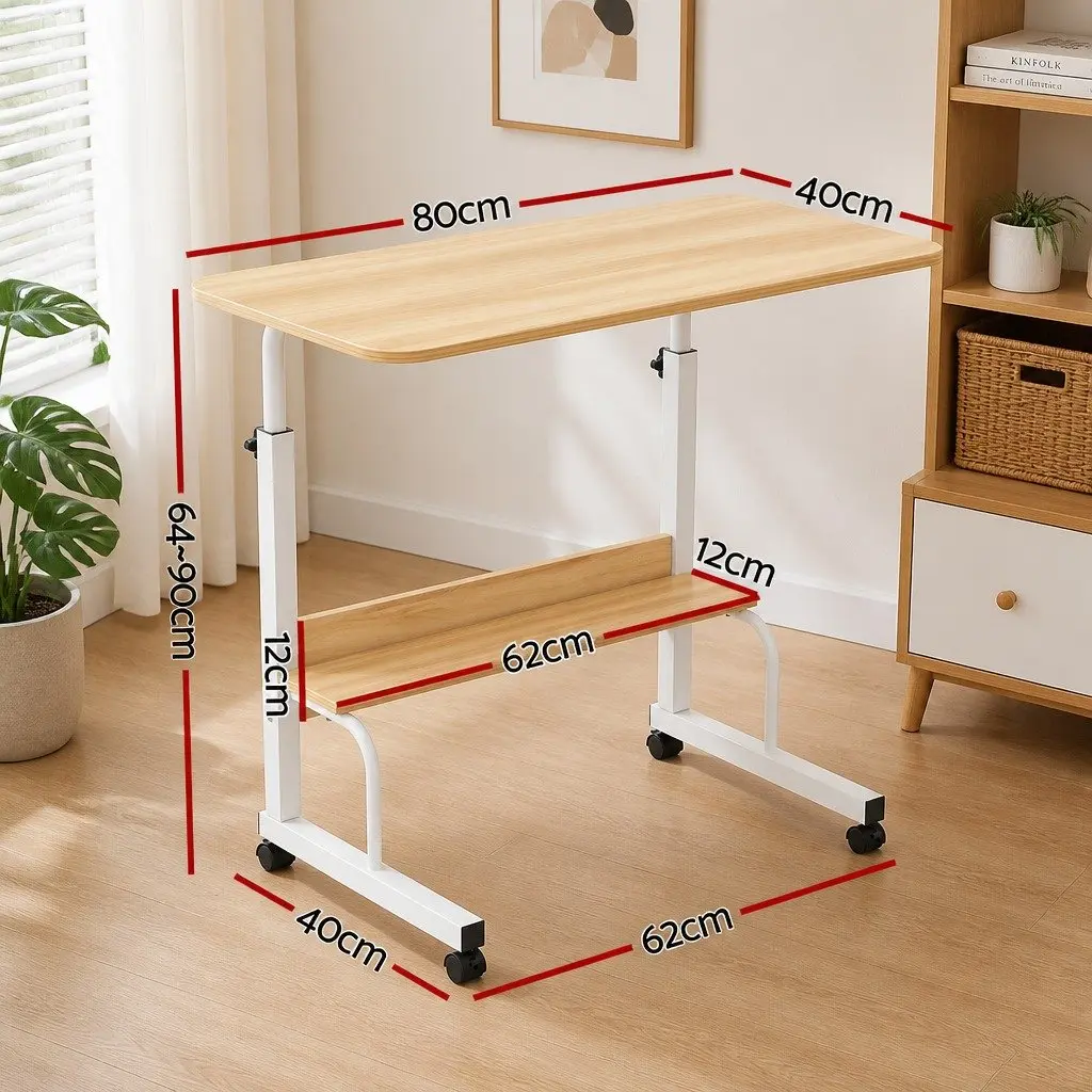 Laptop Desk Steel Frame Height Adjustable Portable Walnut
