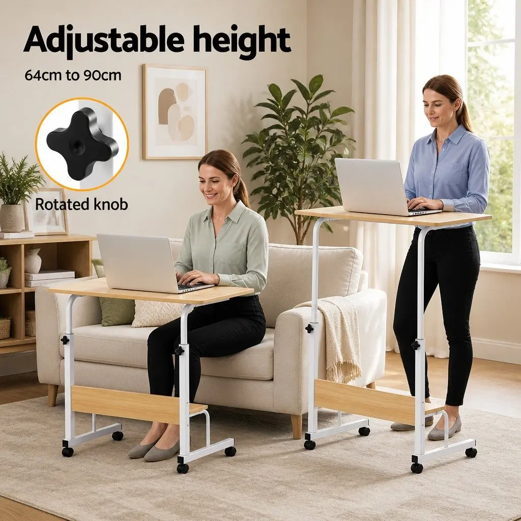Laptop Desk Steel Frame Height Adjustable Portable Walnut