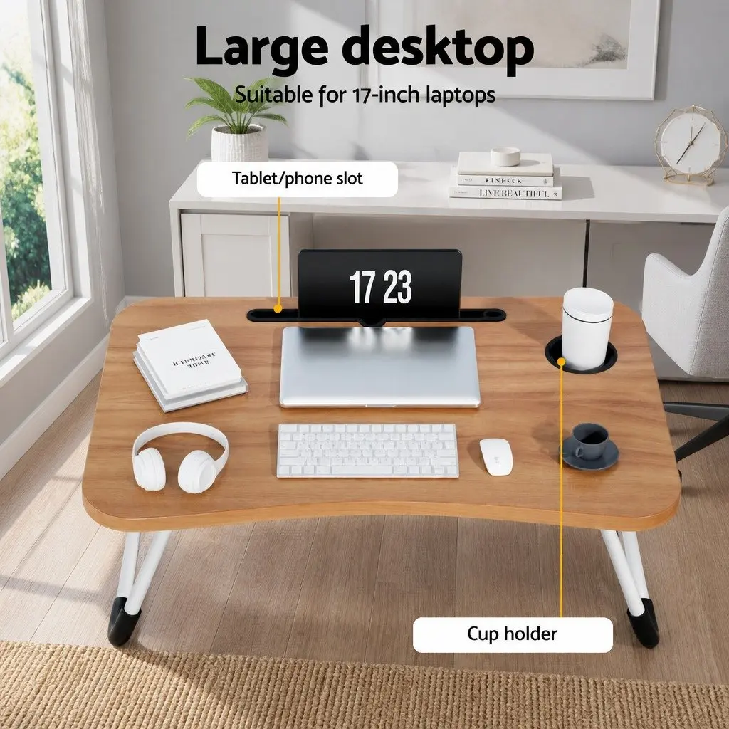 Laptop Desk Foldable Pine Adjustable 60 x 40 cm