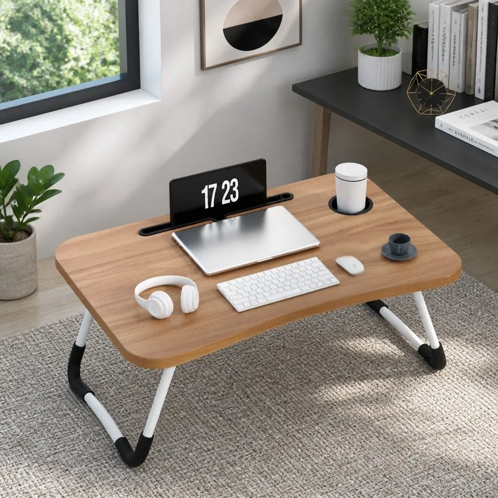Laptop Desk Foldable Pine Adjustable 60 x 40 cm