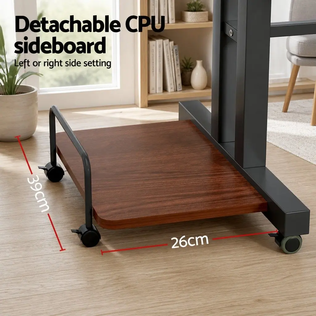 Mobile Twin Laptop Desk Adjustable Height Tilt MDF Dark Wood