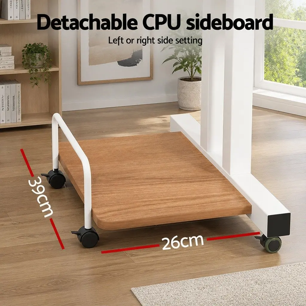 Mobile Twin Laptop Desk Adjustable Height MDF Light Wood