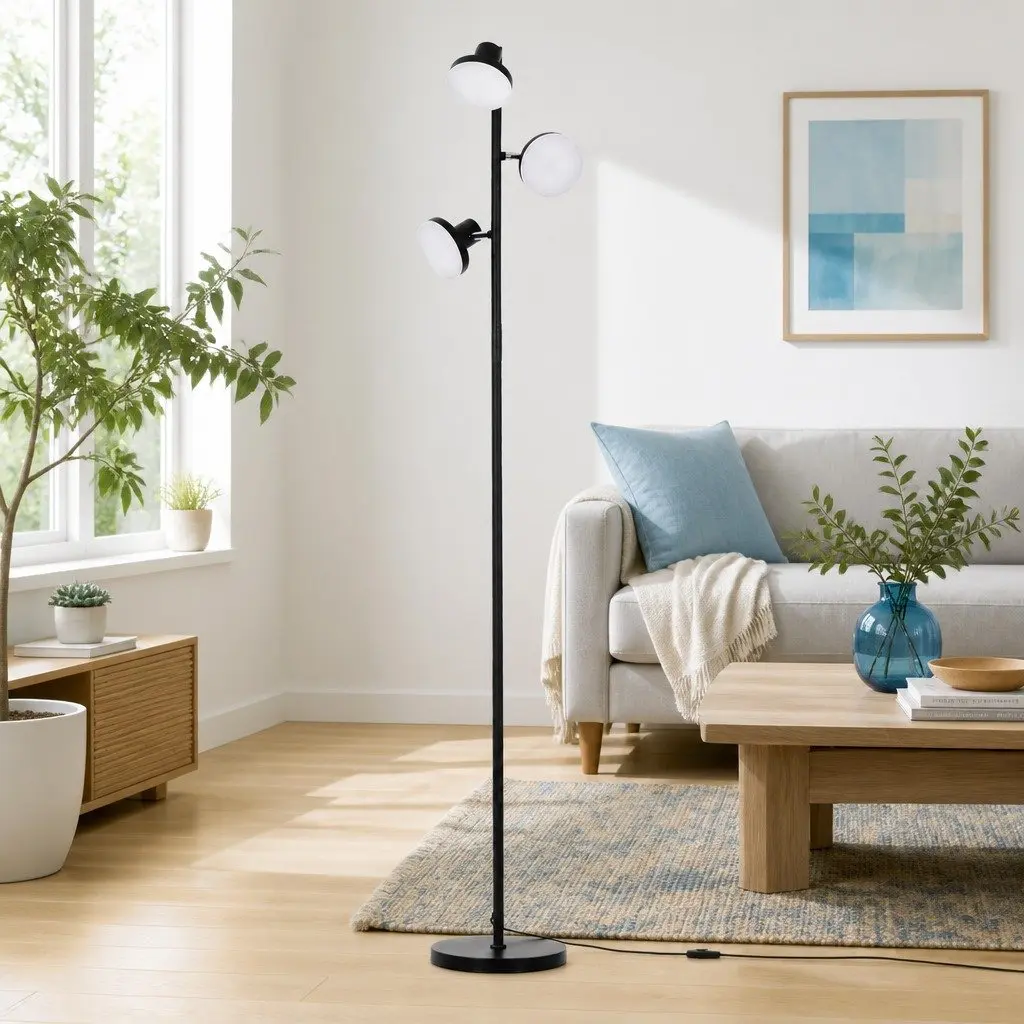 3-Head RGB LED Floor Lamp Adjustable Black 1685cm