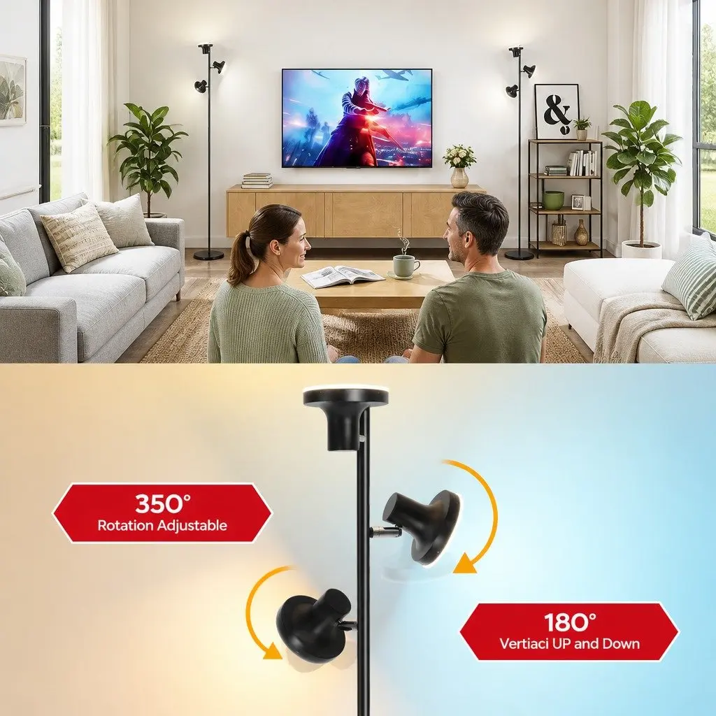 3-Head RGB LED Floor Lamp Adjustable Black 1685cm