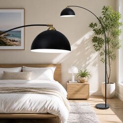 Modern Arched Floor Lamp Black Standing Marble Base Reading Task Light Living