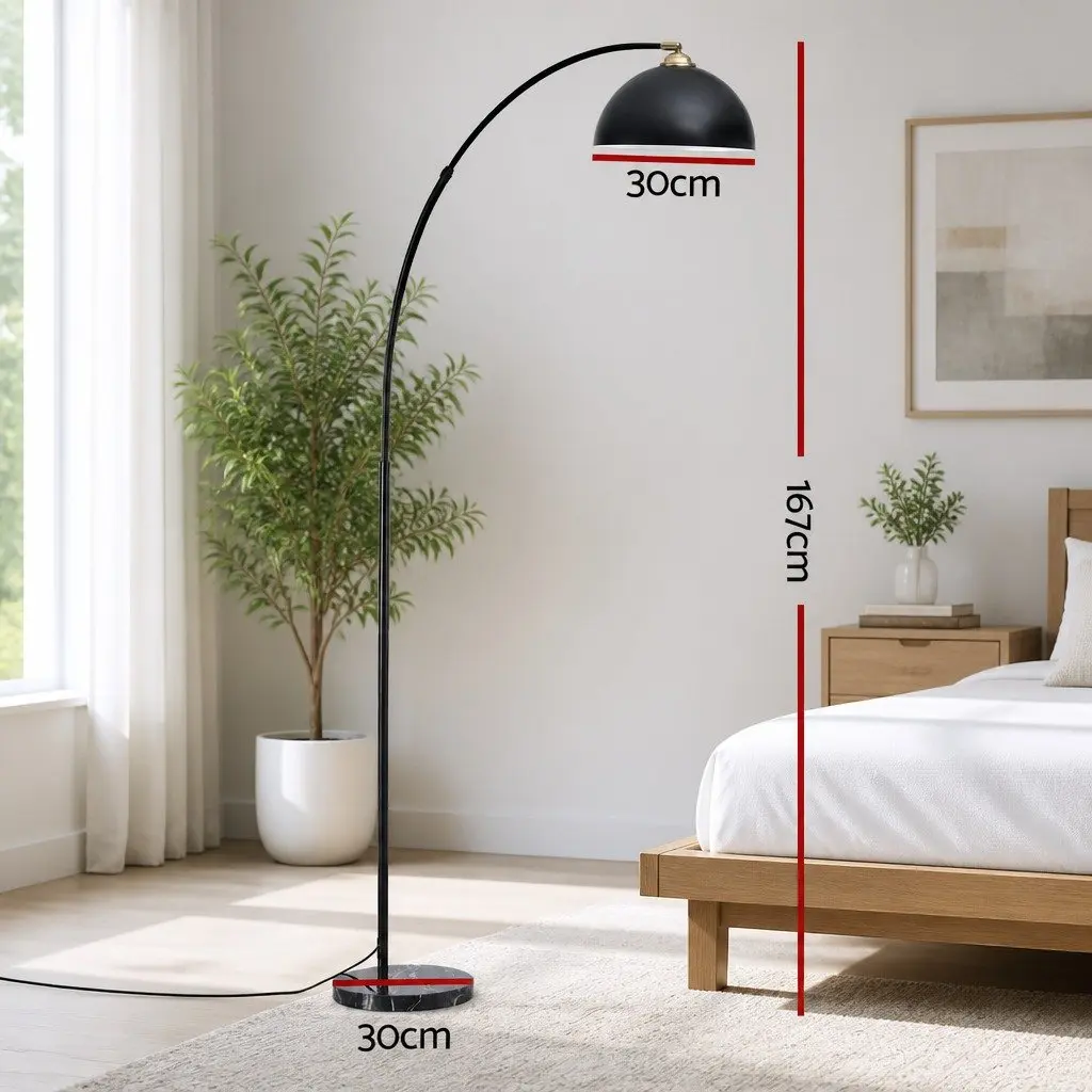 Arched Floor Lamp Iron Black 167cm Marble Base Modern Reading Task Light