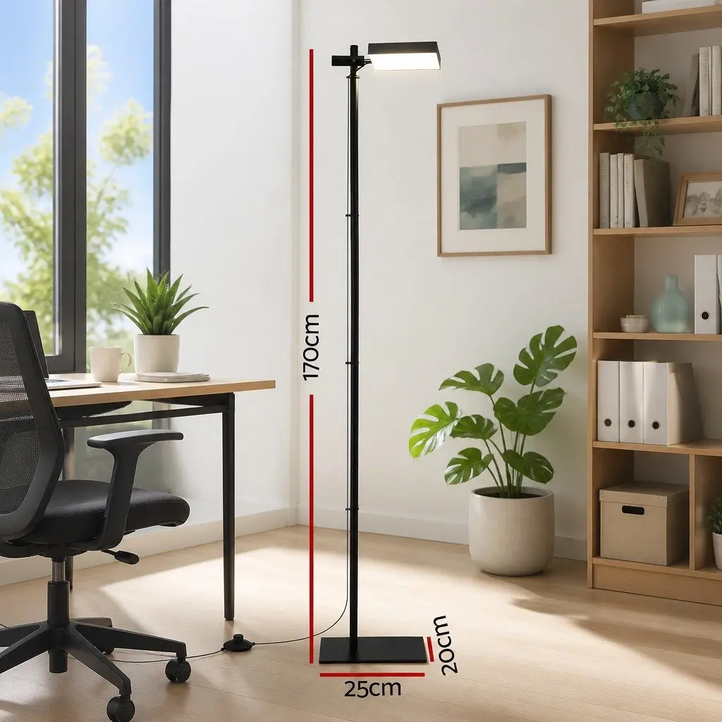 LED Floor Lamp Adjustable Height 12W Black 360 Rotating Light