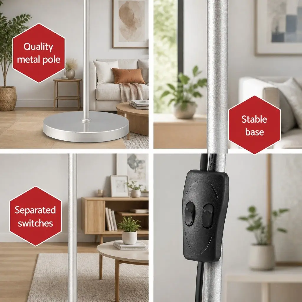 Mother and Child Floor Lamp Silver Modern Standing Light Living Room Office