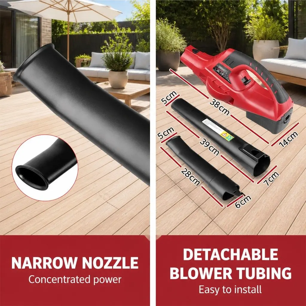 Cordless Leaf Blower 20V Lithium Battery Lightweight Black 2-Speed Nozzle