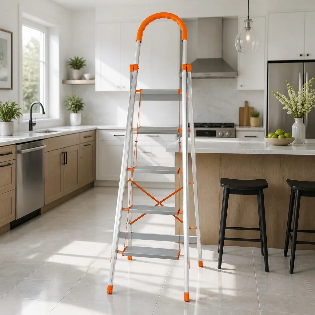 5 Step Ladder Lightweight Aluminium Folding Multi-Purpose Indoor Outdoor Silver