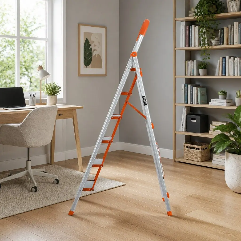 6 Step Ladder Aluminium Folding Non-Slip 188.5cm Silver