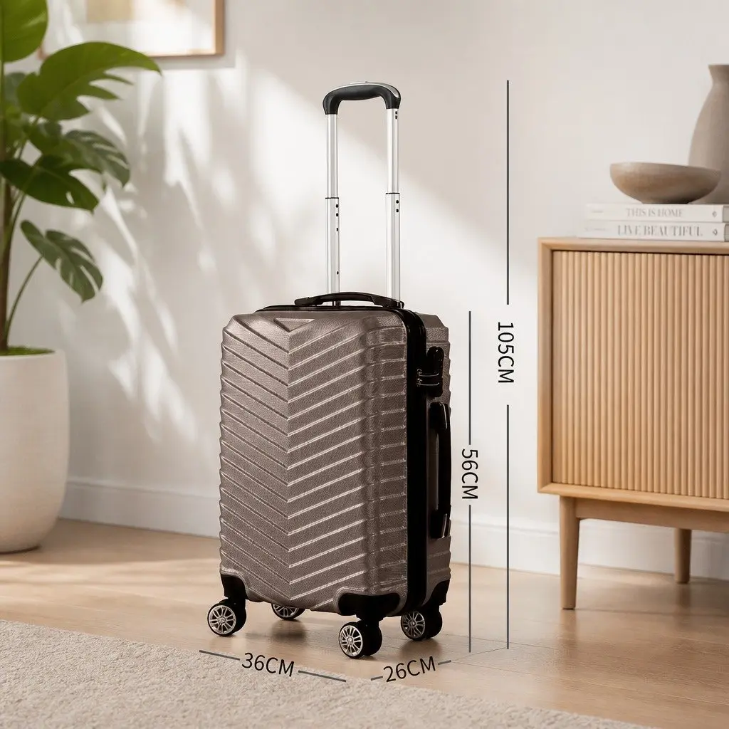 20 Inch Lightweight Cabin Bag Wheeled Suitcase ABS Construction Coffee