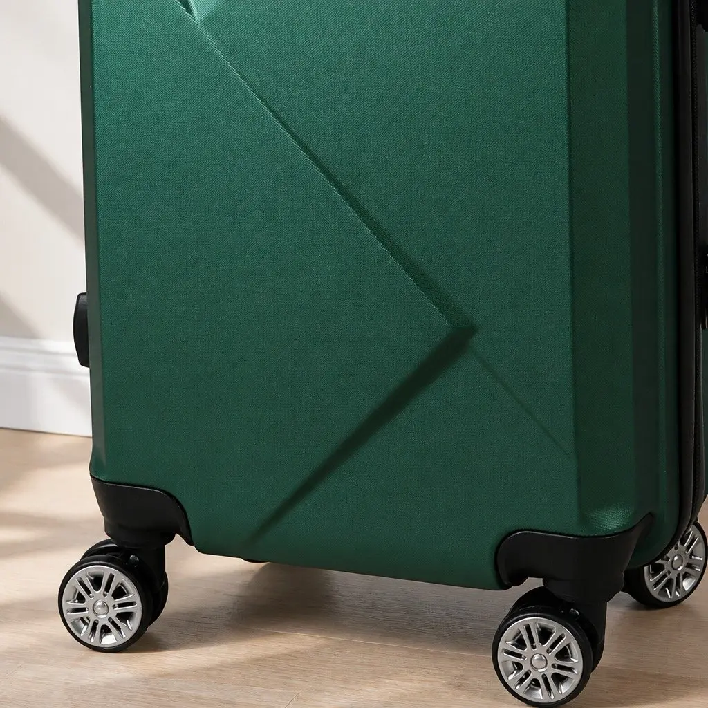 Luggage Set 2 Piece ABS Construction 20 Inch Suitcase 12 Inch Vanity Bag Carry-On Trolley Available in Green
