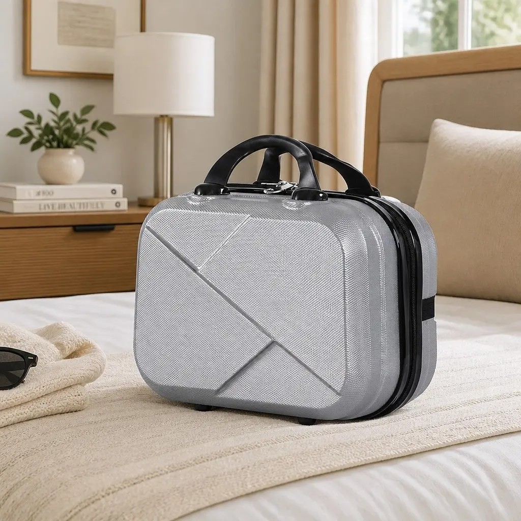 Travel Luggage Set 20 Inch Suitcase 12 Inch Vanity Bag Wheeled Trolley Grey
