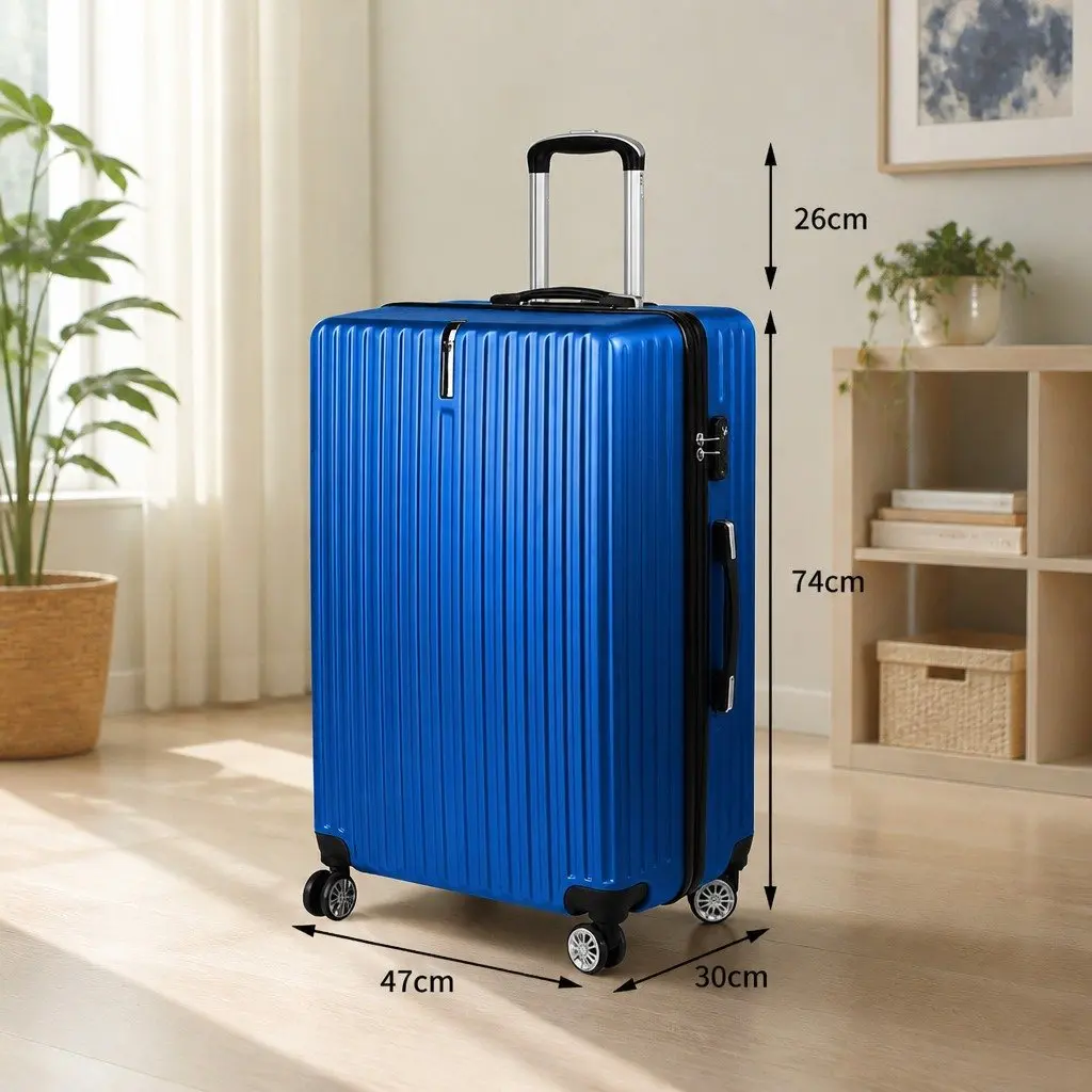 28 Inch Luggage Suitcase Hard Shell ABS Construction Blue