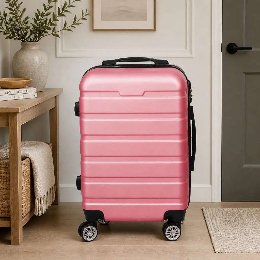 28 Inch Hard Shell Luggage Suitcase Expandable Rose Gold