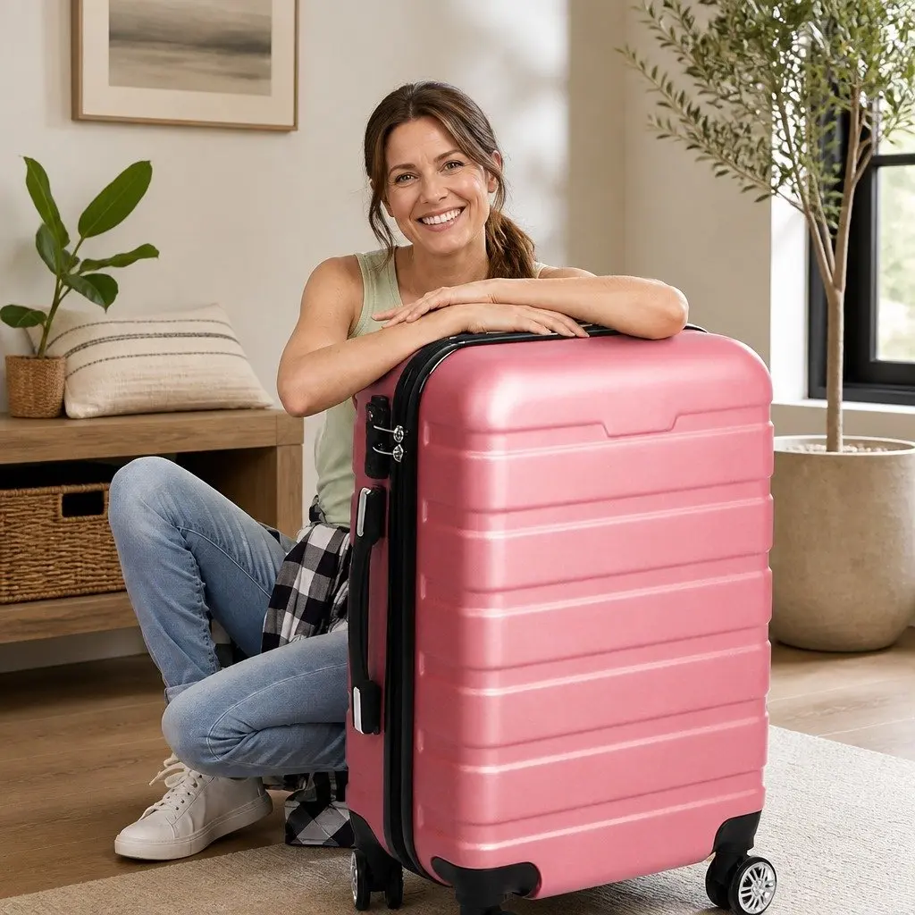 28 Inch Hard Shell Luggage Suitcase Expandable Rose Gold