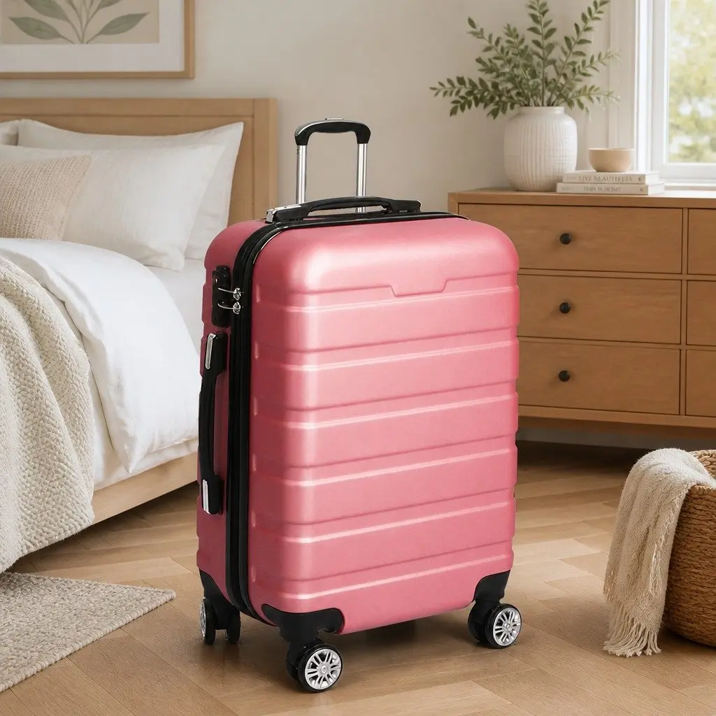 28 Inch Hard Shell Luggage Suitcase Expandable Rose Gold