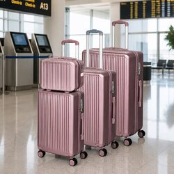 Luggage Suitcase Trolley 4 Piece Set 14" 20" 24" 28" Hard Shell Rose Gold Travel