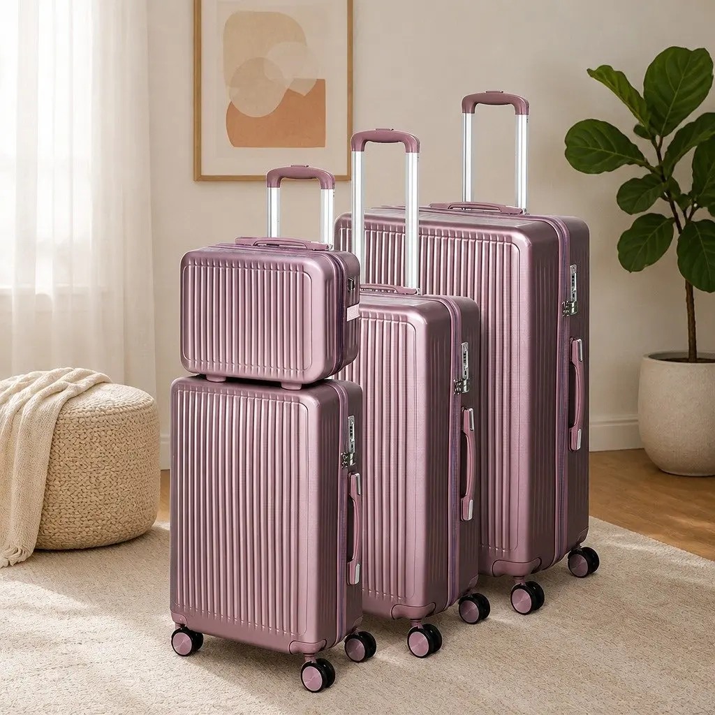 Luggage Suitcase Set Hard Shell 4 Piece Rose Gold 14" 20" 24" 28