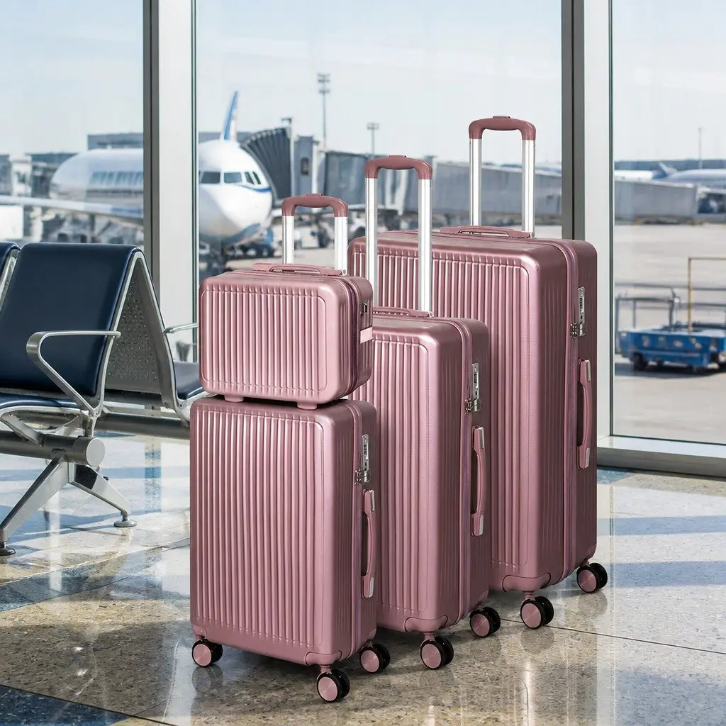Luggage Suitcase Set Hard Shell 4 Piece Rose Gold 14" 20" 24" 28