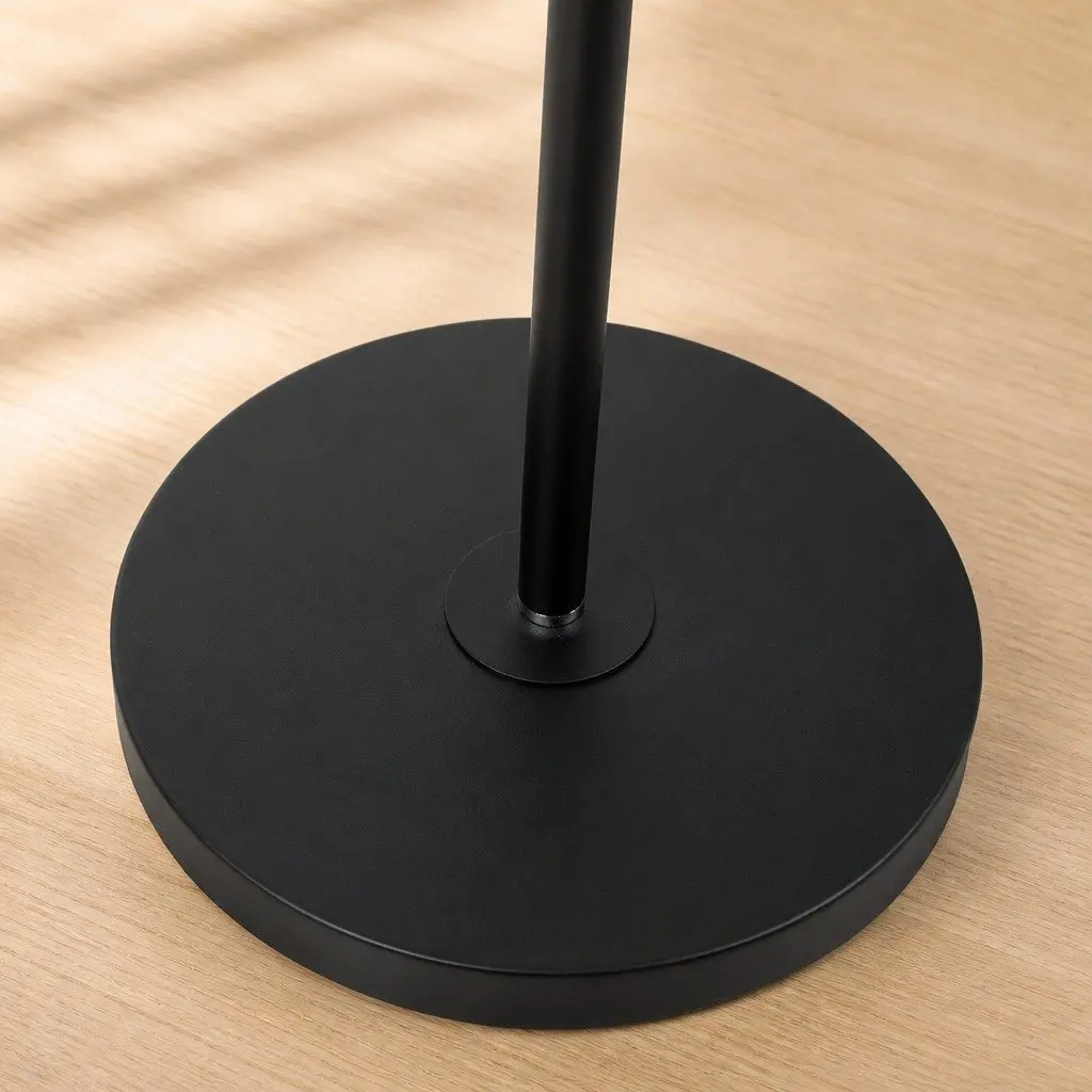 Modern LED Floor Lamp Black Linen Shade Reading Standing Light Living Room