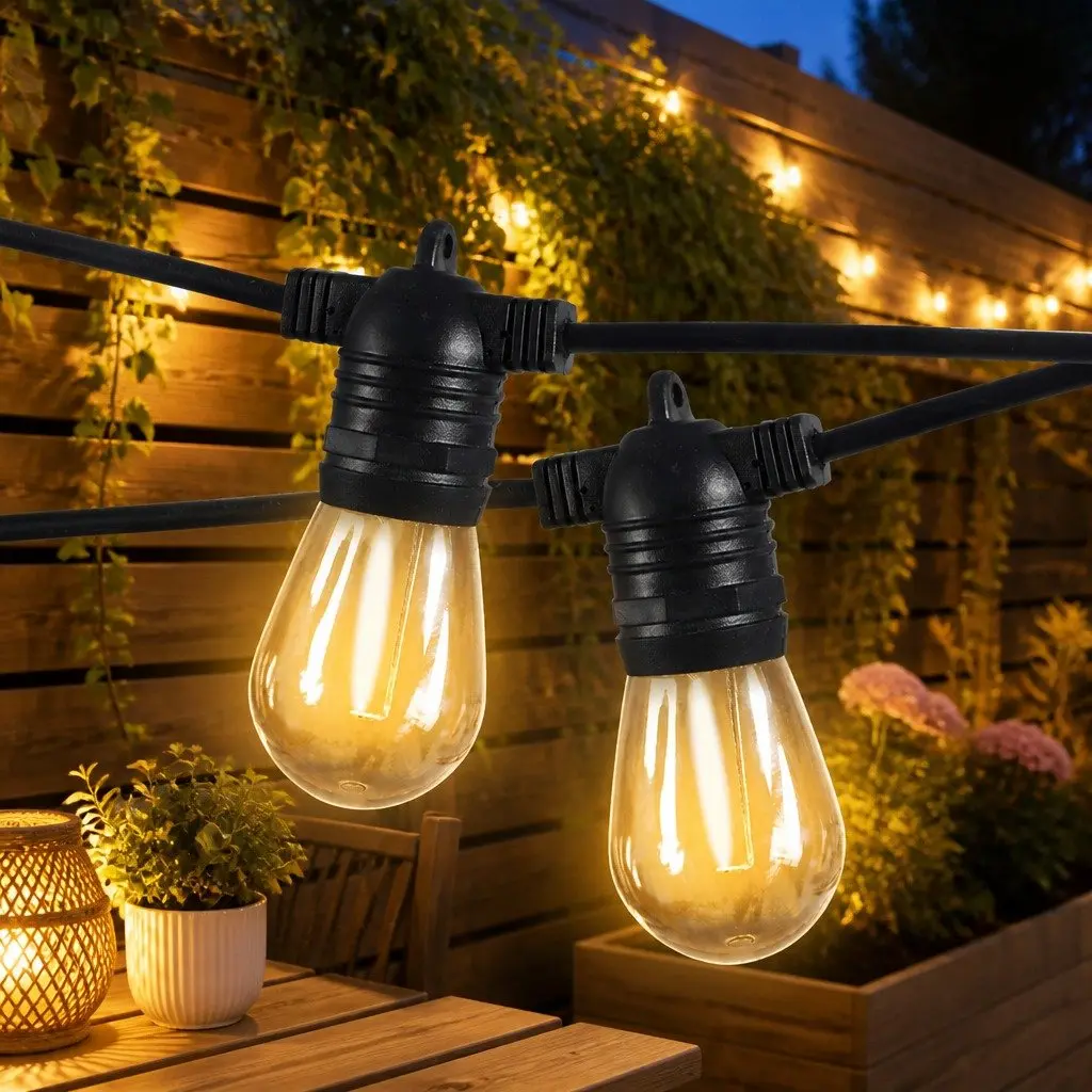 Festoon String Lights 30M S14 LED Bulbs Outdoor Warm White IP44