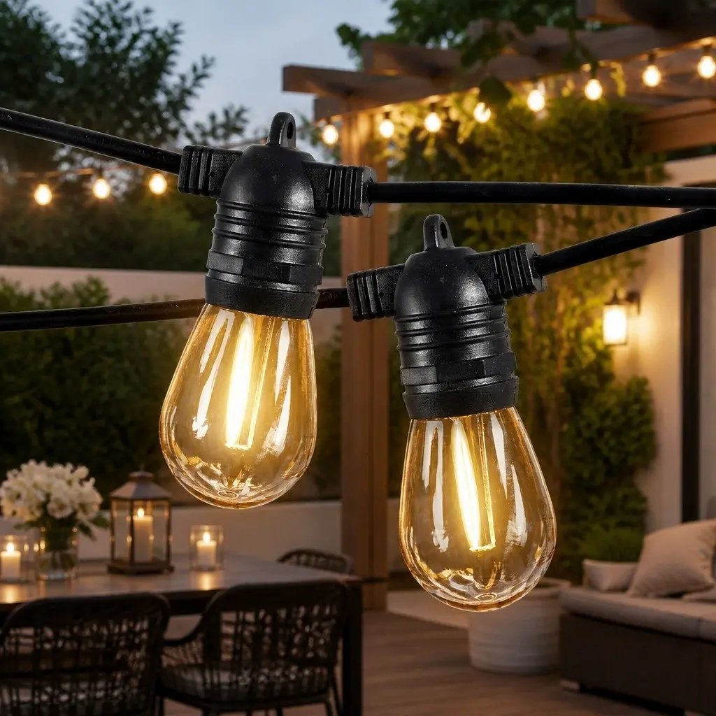 40M Outdoor Festoon String Lights S14 LED 40 Bulbs Warm White for Patio Garden Weatherproof