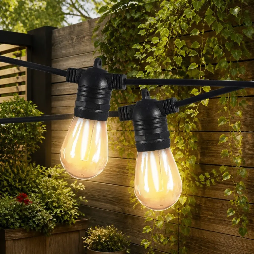 60M Festoon String Lights LED Outdoor Warm White 60 Bulbs
