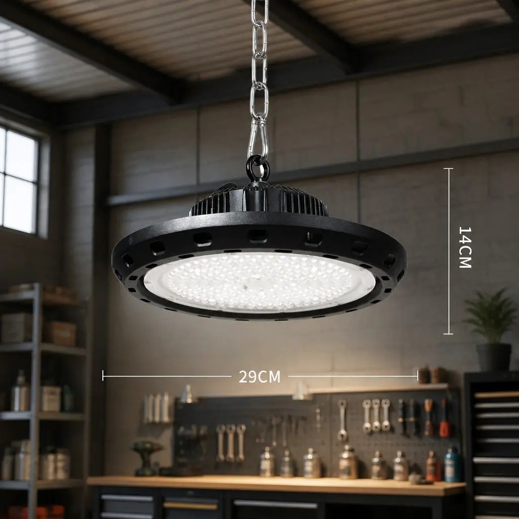 LED High Bay Light 100W Aluminium 29cm Black