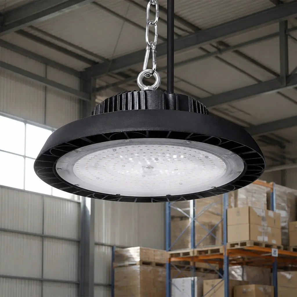 UFO LED High Bay Light 150W Aluminium Black 31.5cm x 16.5cm Industrial Workshop Lighting