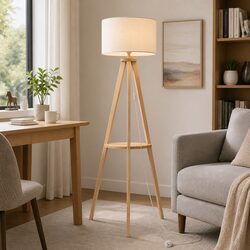 Functional Tripod Floor Lamp with Shelf for Daily Use