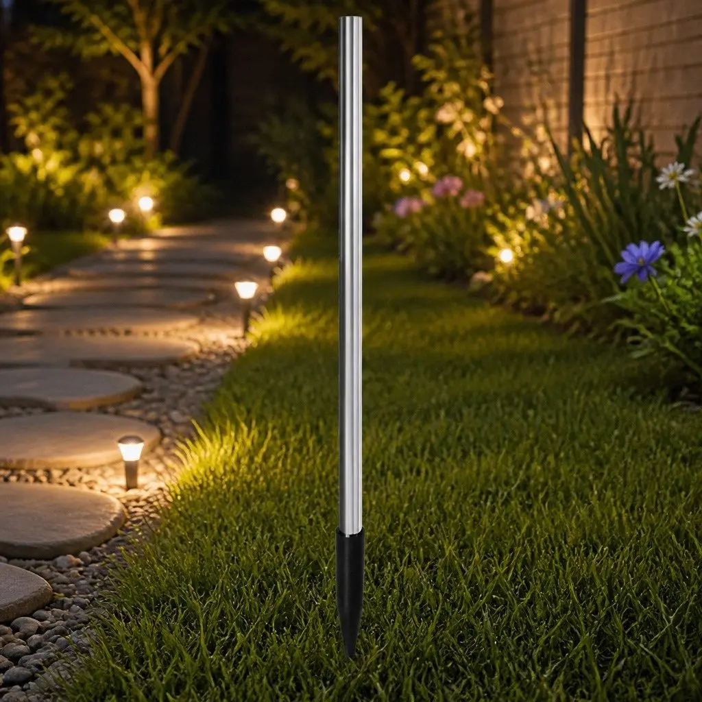 Solar Lawn Lights 8 Head LED Warm White Outdoor Garden Pathway Stake Lights Black 73cm H