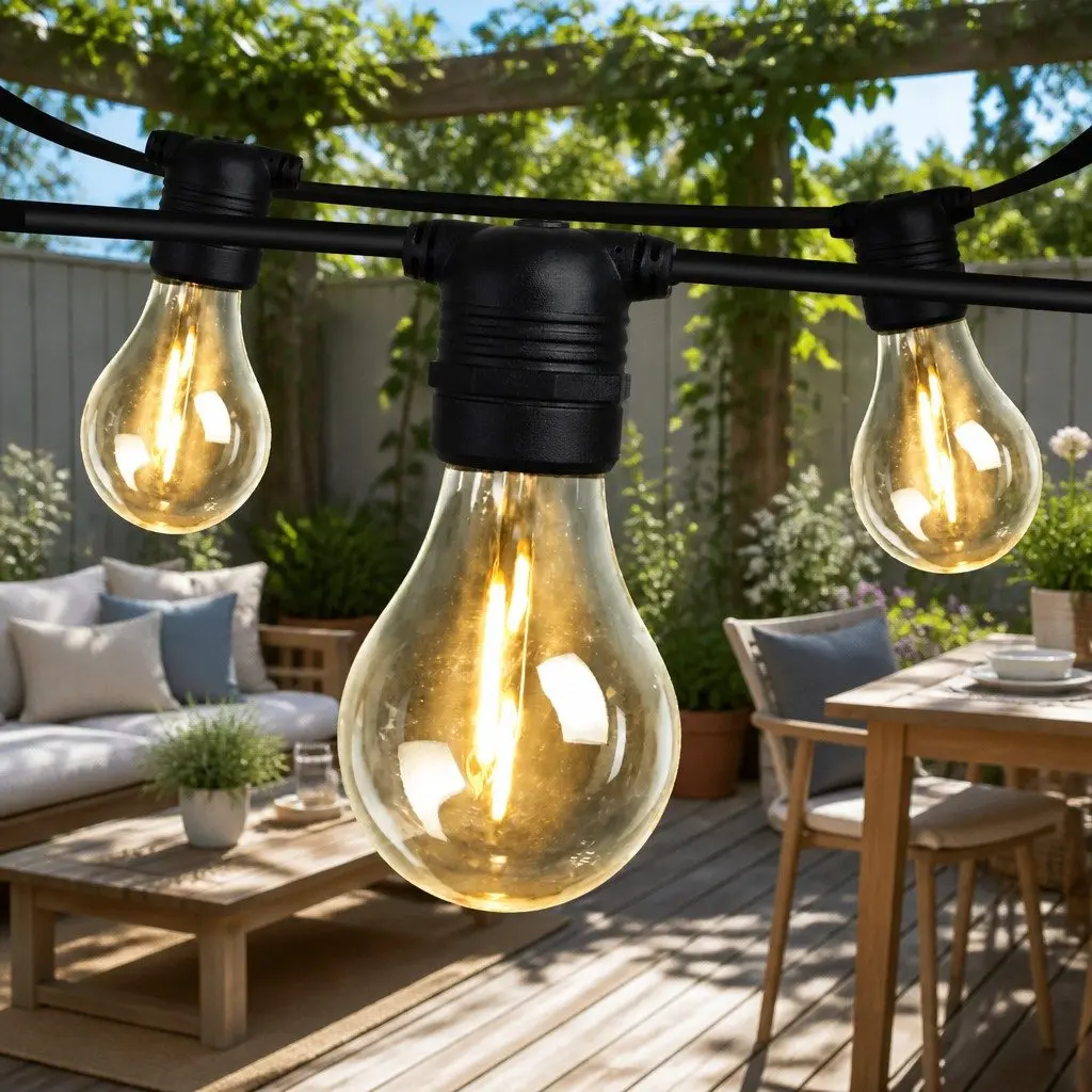 Festoon String Lights 50m Outdoor Wedding Garden Party Warm White LED