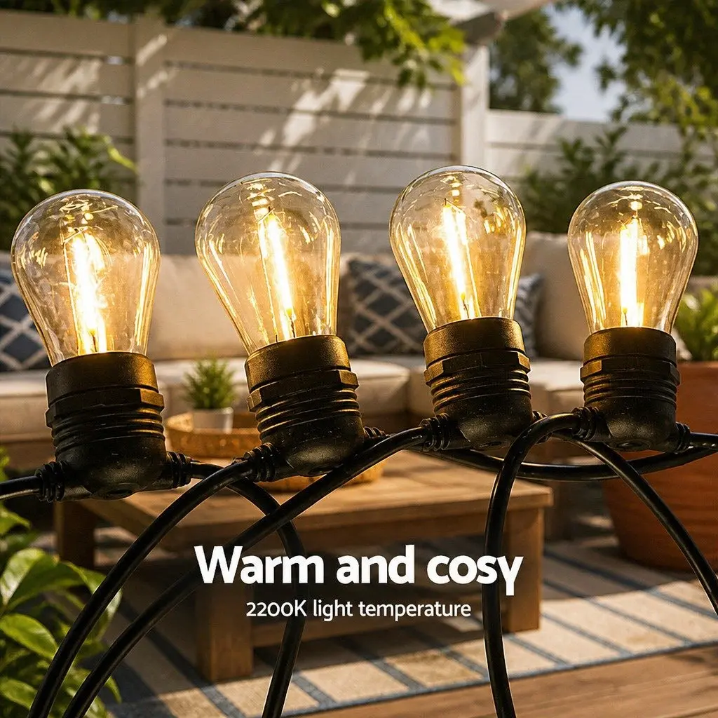 Festoon String Lights LED Warm White 23m Waterproof Outdoor for Garden Party Wedding