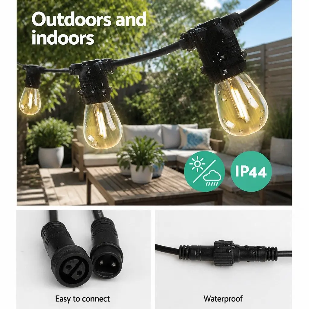 Festoon String Lights LED Warm White 23m Waterproof Outdoor for Garden Party Wedding