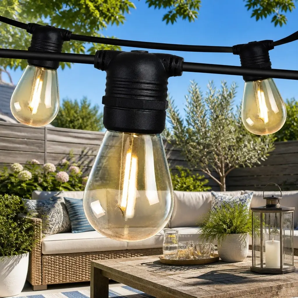 Festoon String Lights LED Warm White 23m Waterproof Outdoor for Garden Party Wedding