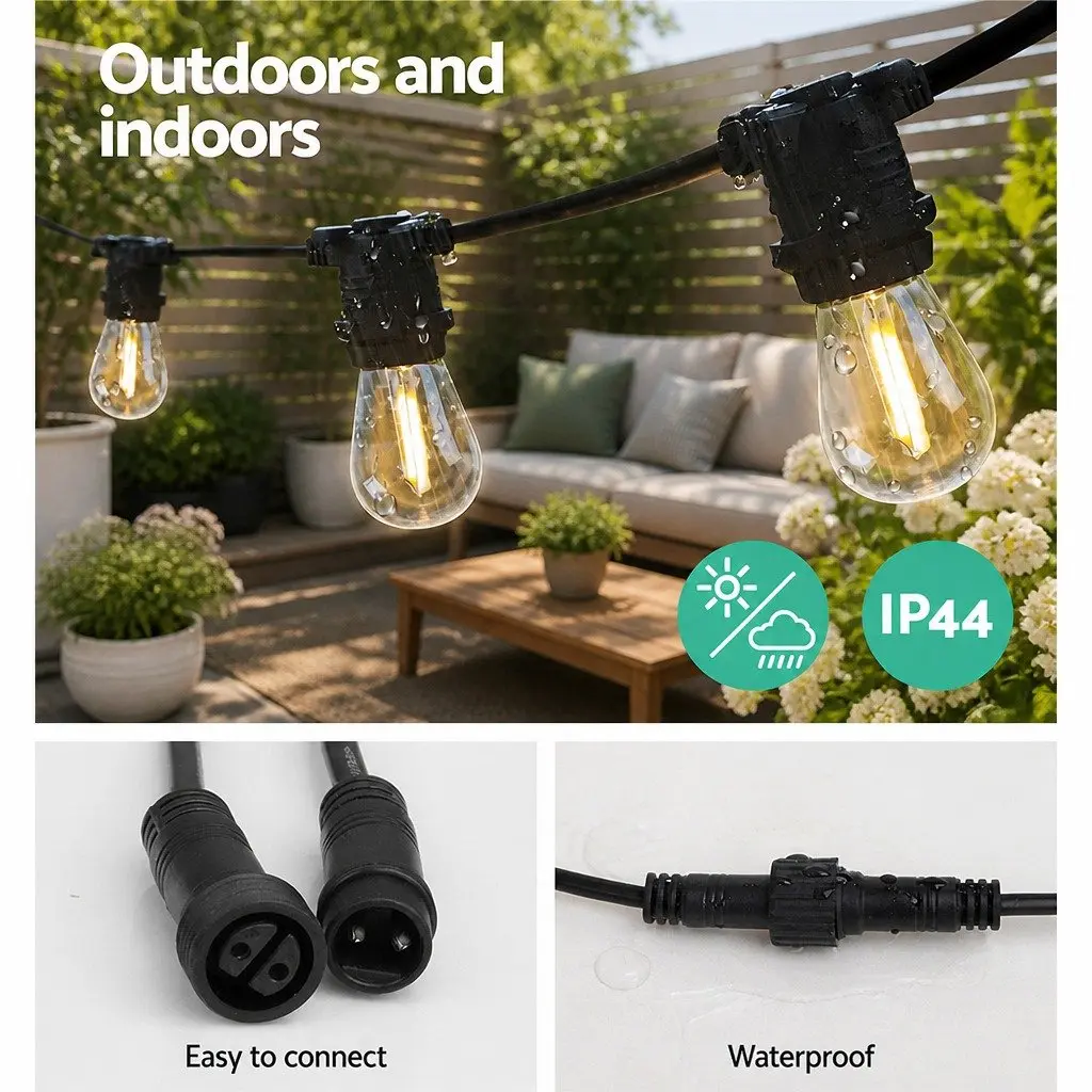 Festoon String Lights Warm White LED 41m Outdoor Garden Wedding Party