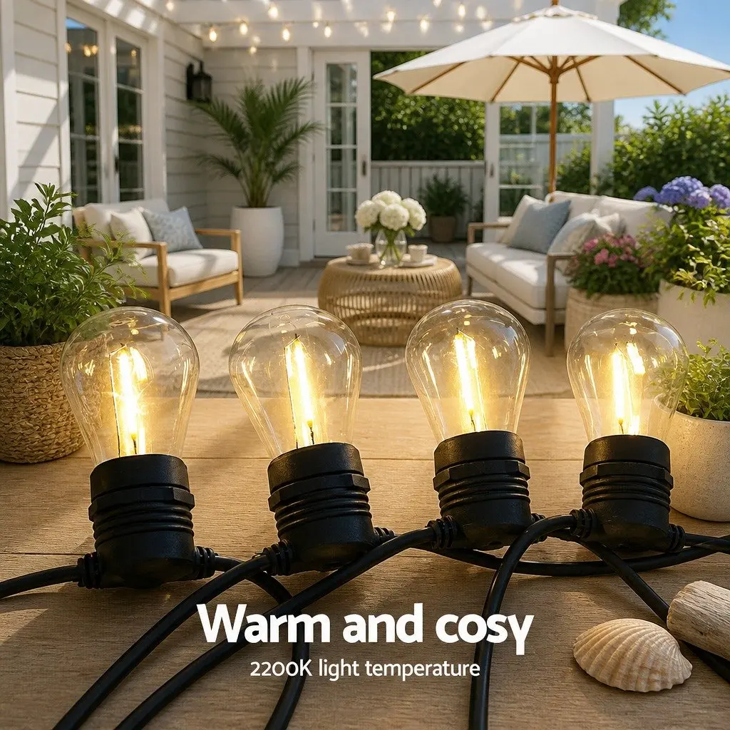 50m Festoon String Lights Warm White Outdoor Garden Wedding Party Decorations